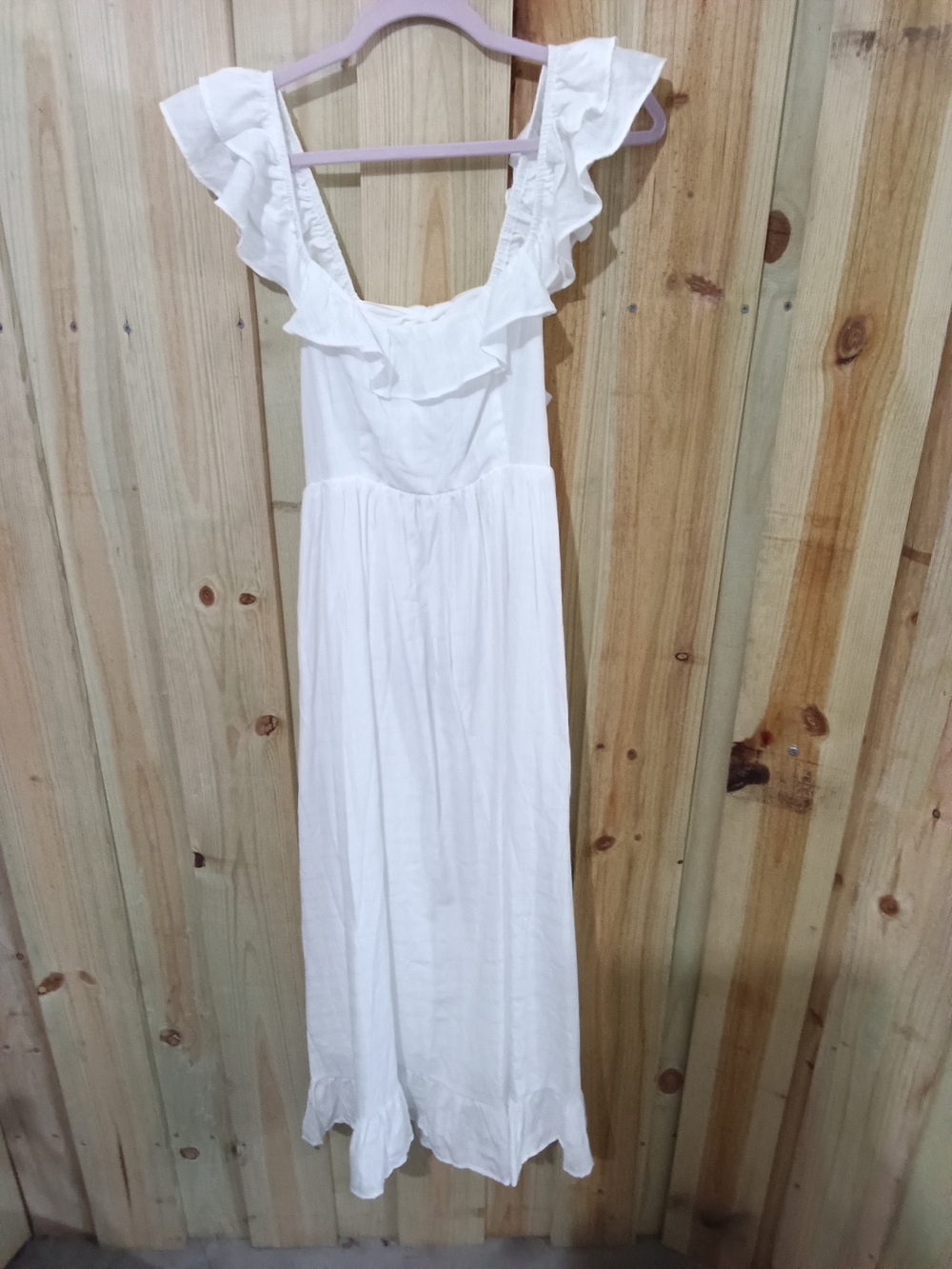 R. Vivimos white Ruffle-Strap Women’s Maxi Dress. NWT